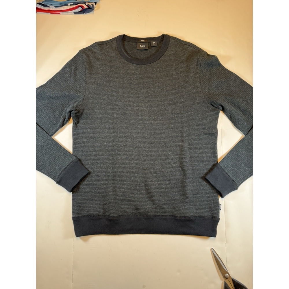 BOSS Hugo Boss Men's Abruzzi 14 Crewneck Sweater Charcoal‎ Grey Slim Fit Large